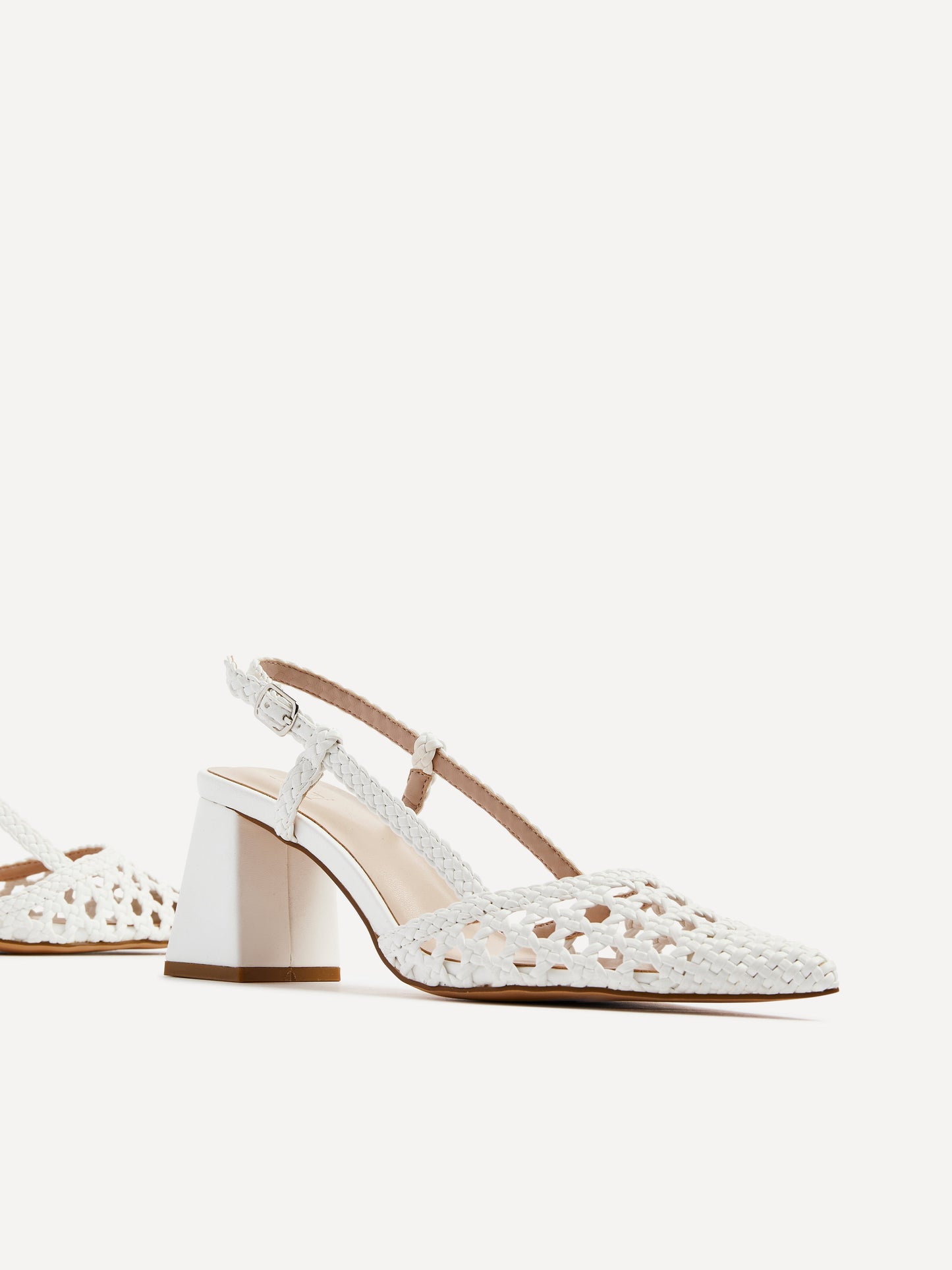 Florence White Woven Court Heels