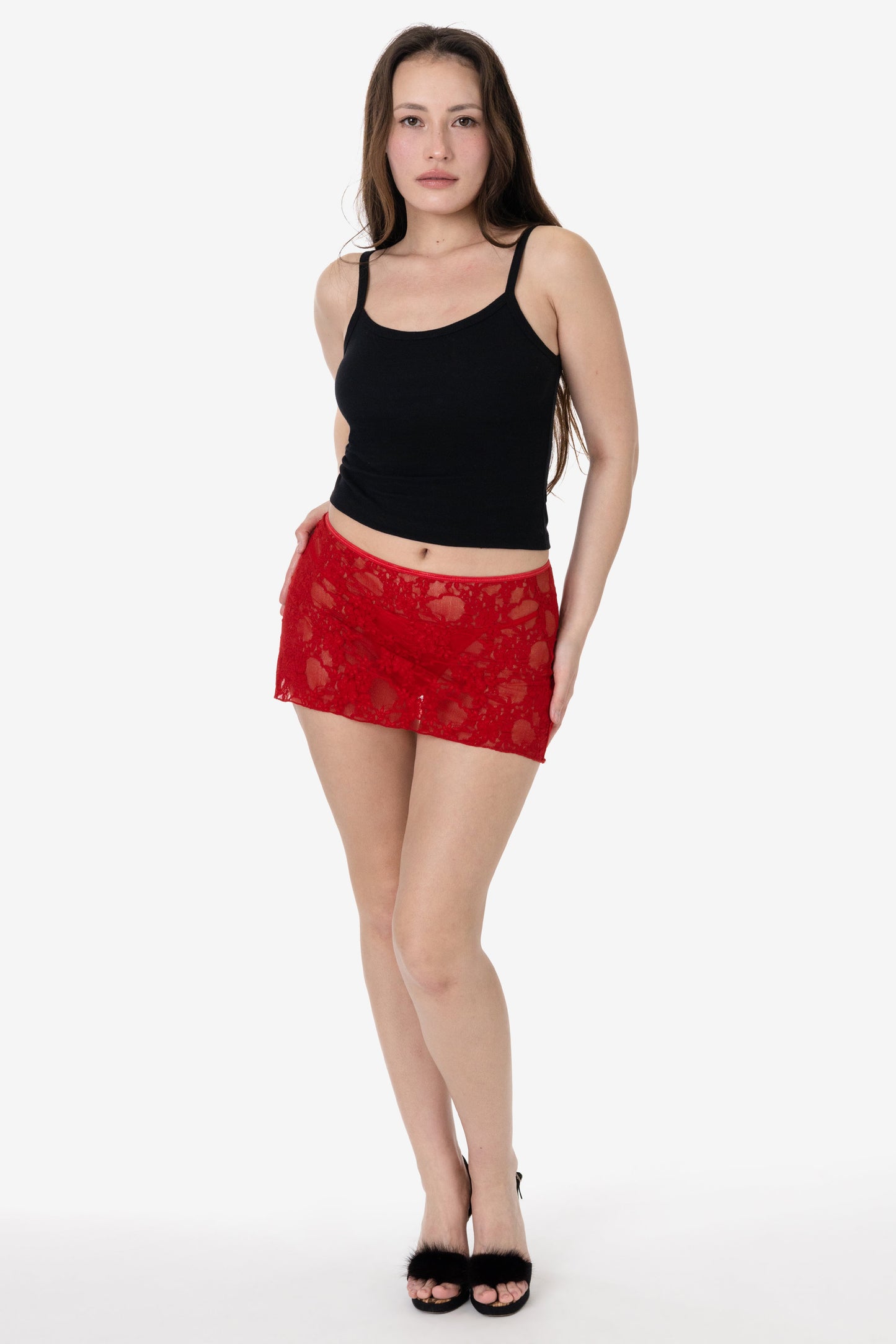 FNS384 - Floral Lace Micro Mini Slip Skirt