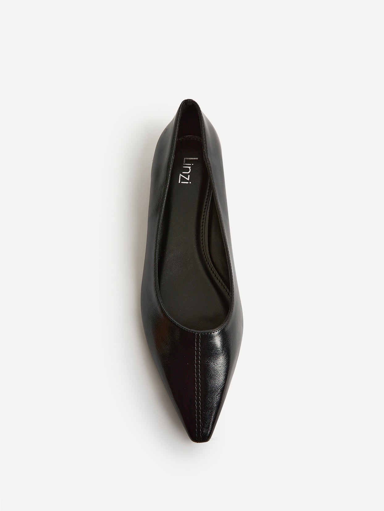 Focus Black Faux Leather Pointed Toe Ballet Flats