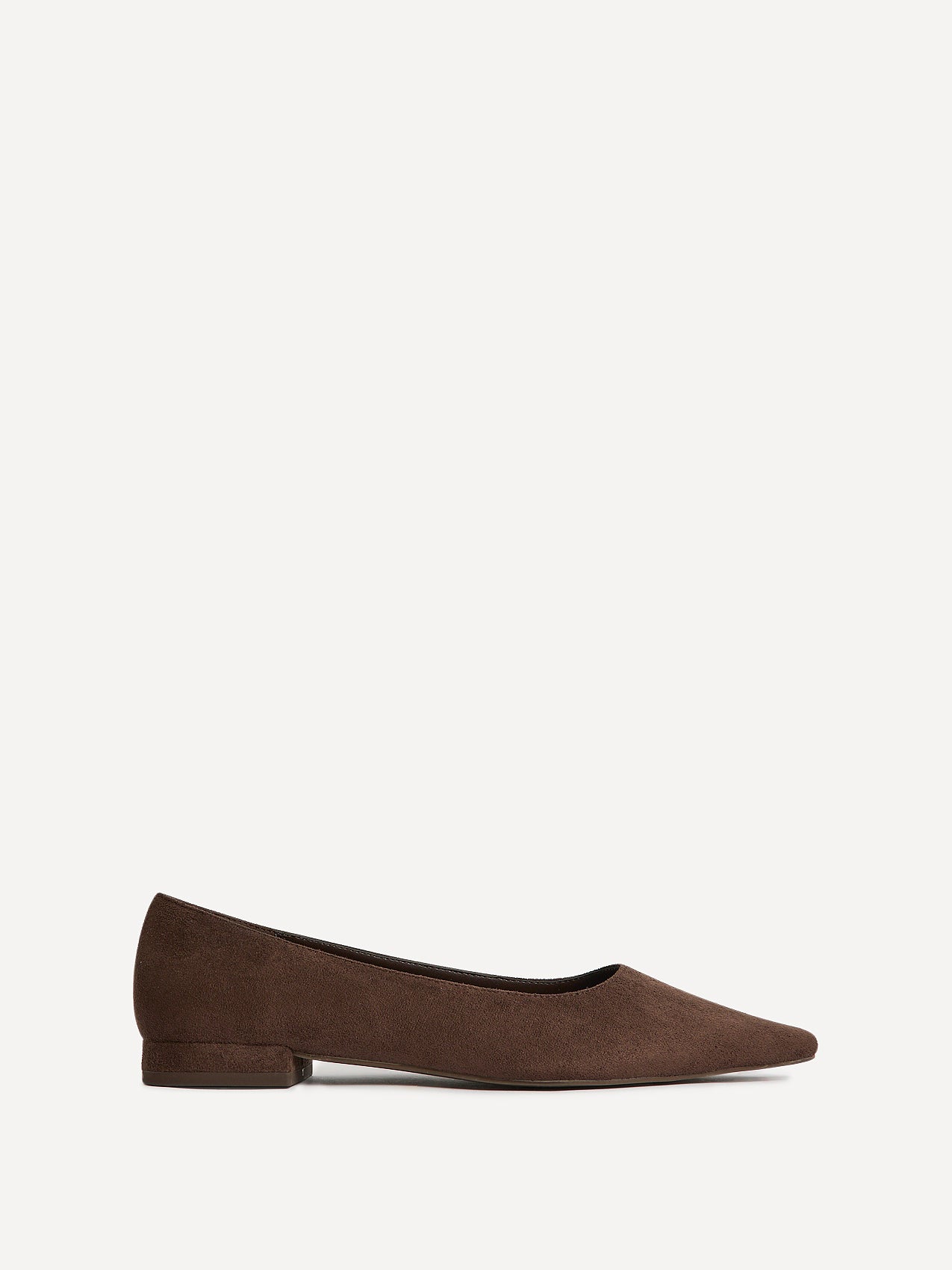 Focus Brown Faux Suede Pointed Toe Ballet Flats