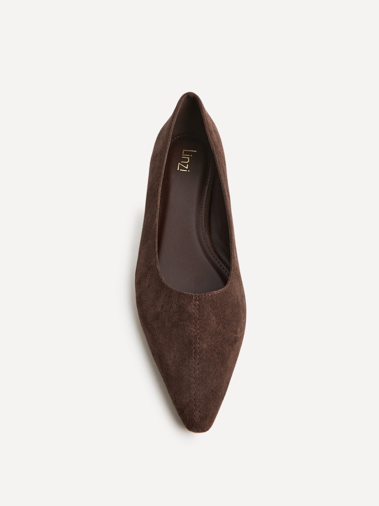 Focus Brown Faux Suede Pointed Toe Ballet Flats