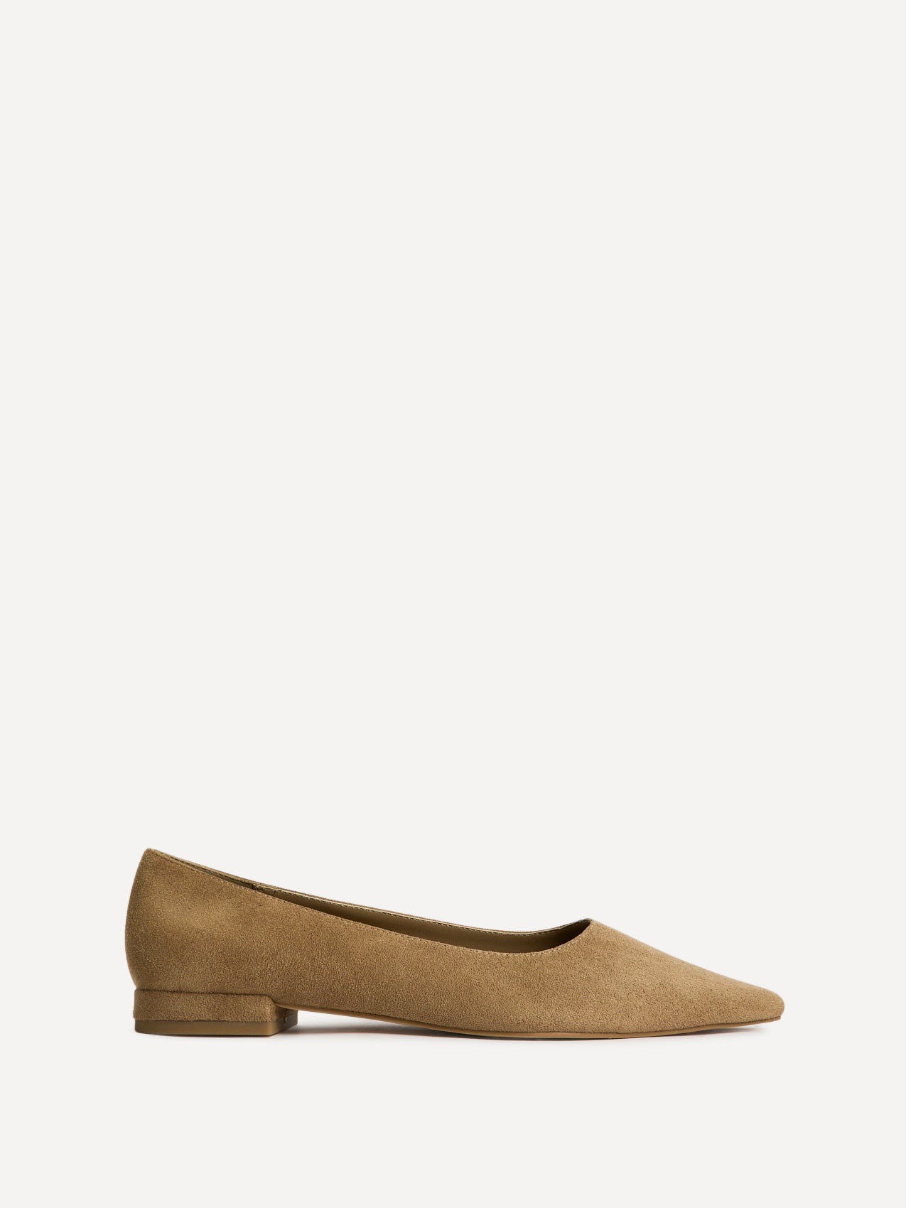 Focus Camel Faux Suede Pointed Toe Ballet Flats