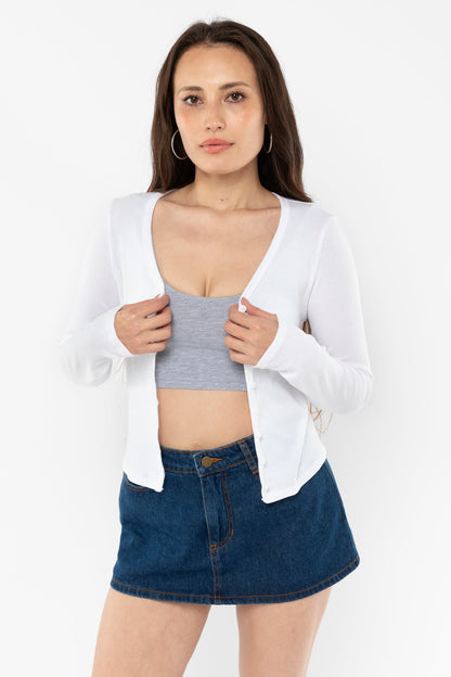 FR0114 - Flex Rib V Neck Button Up Top