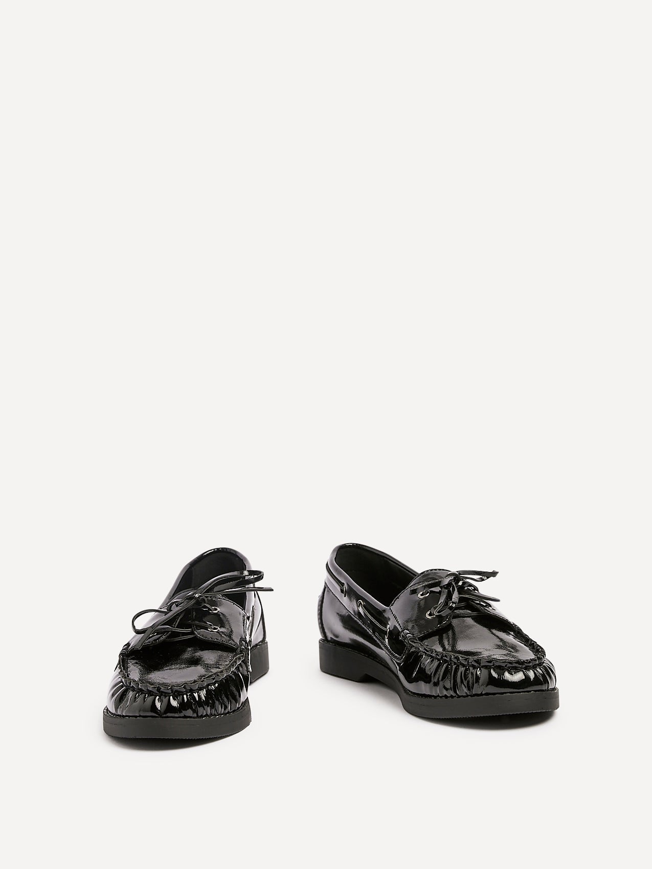 Frame Black High Shine Boat Shoes