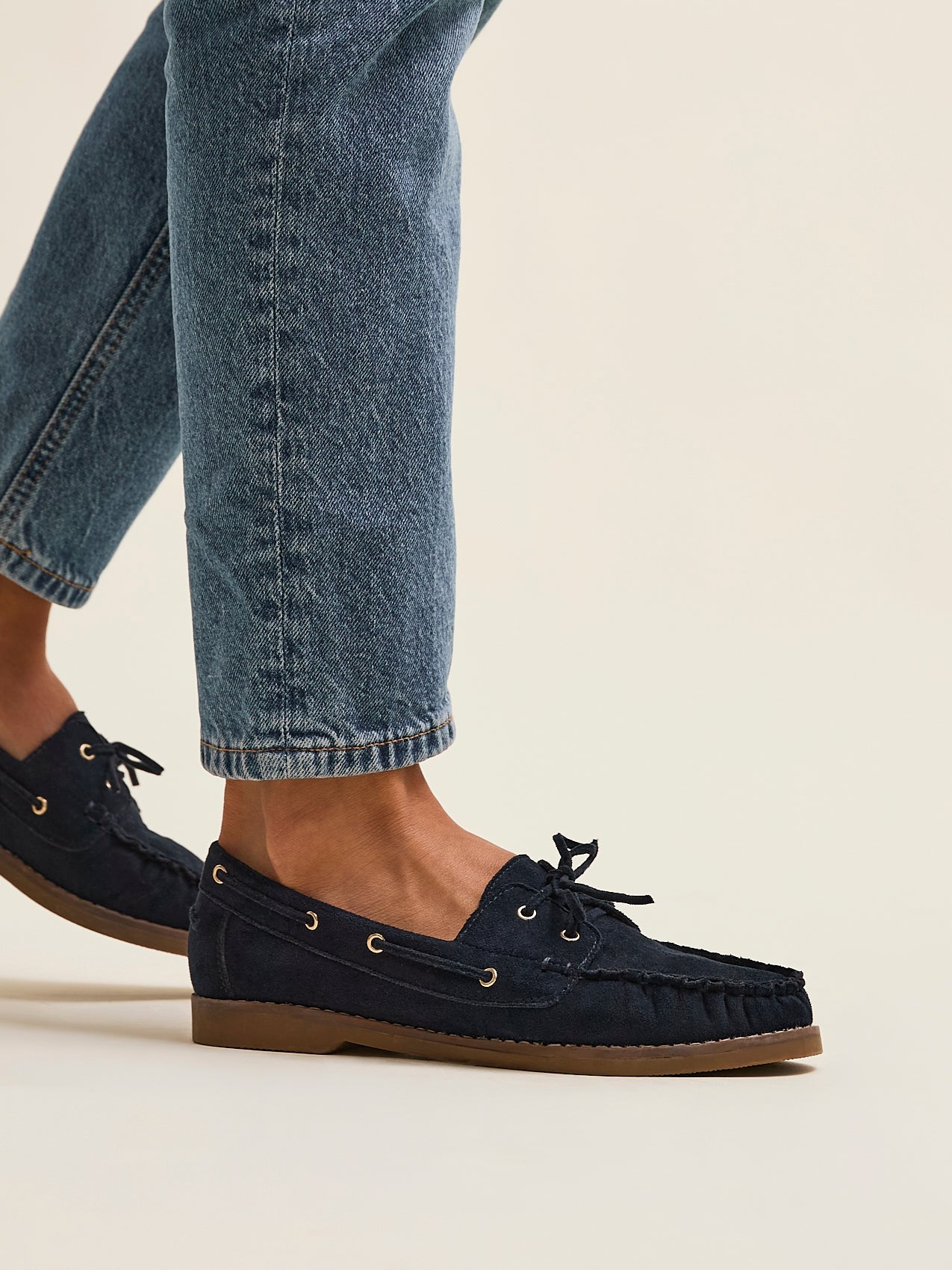 Frame Navy Faux Suede Boat Shoes