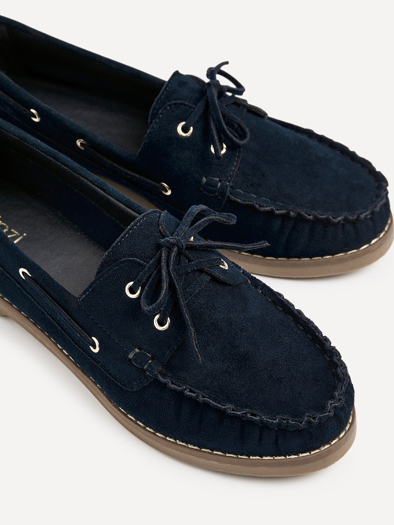 Frame Navy Faux Suede Boat Shoes