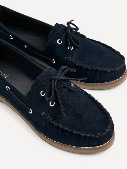 Frame Navy Faux Suede Boat Shoes