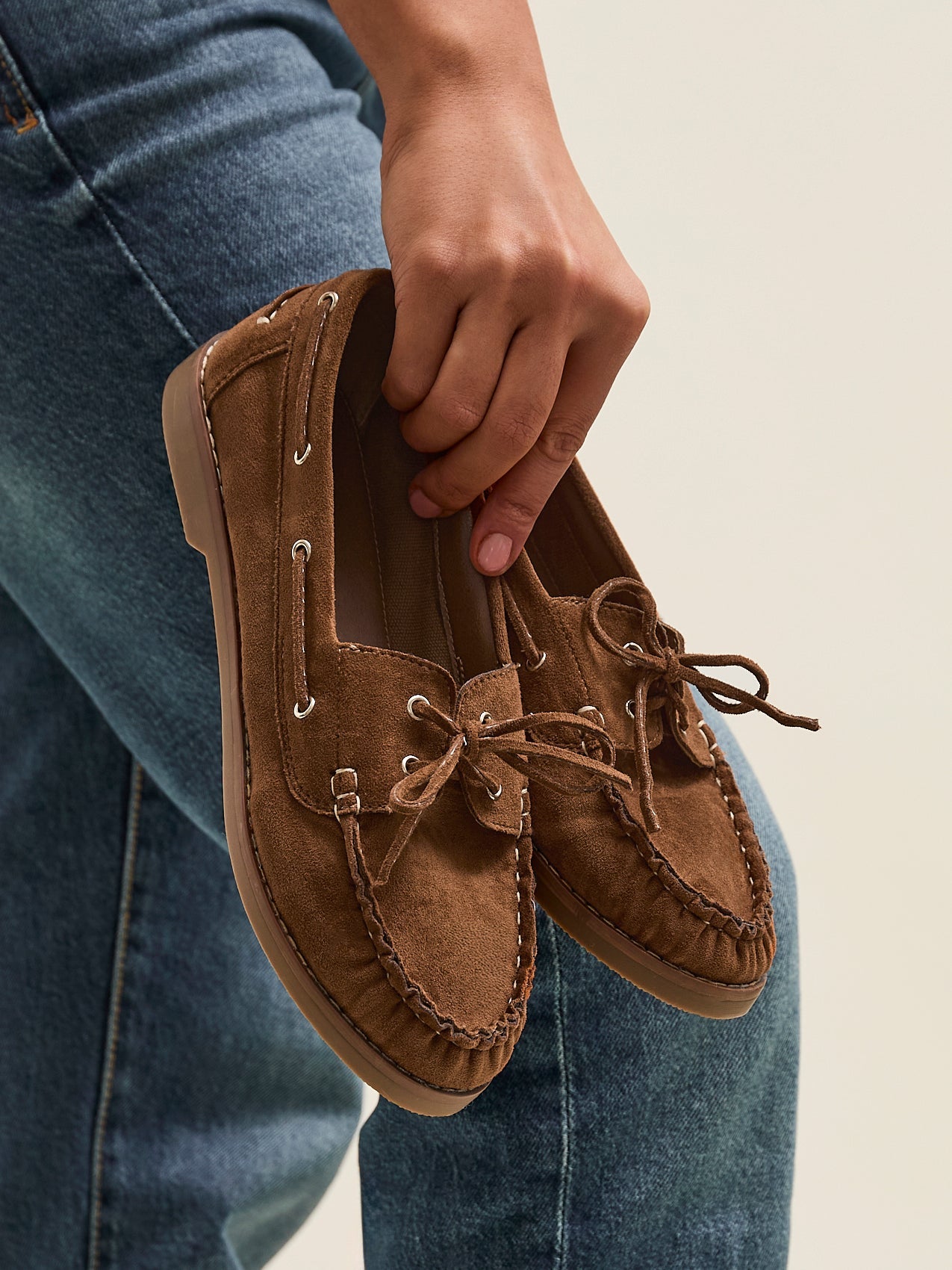 Frame Tan Faux Suede Boat Shoes