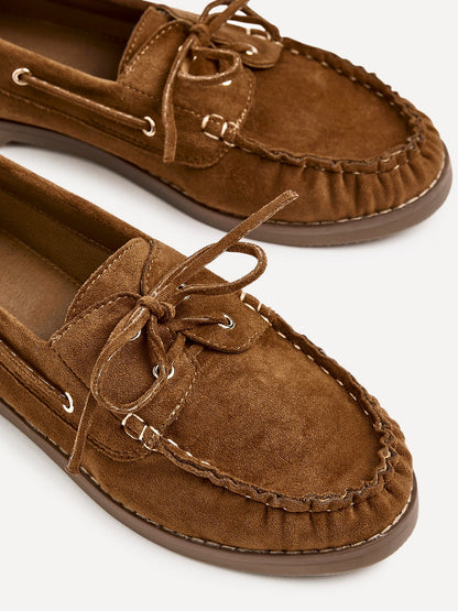 Frame Tan Faux Suede Boat Shoes