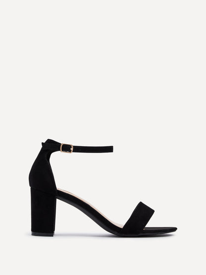 Frankie Black Faux Suede Heeled Sandals