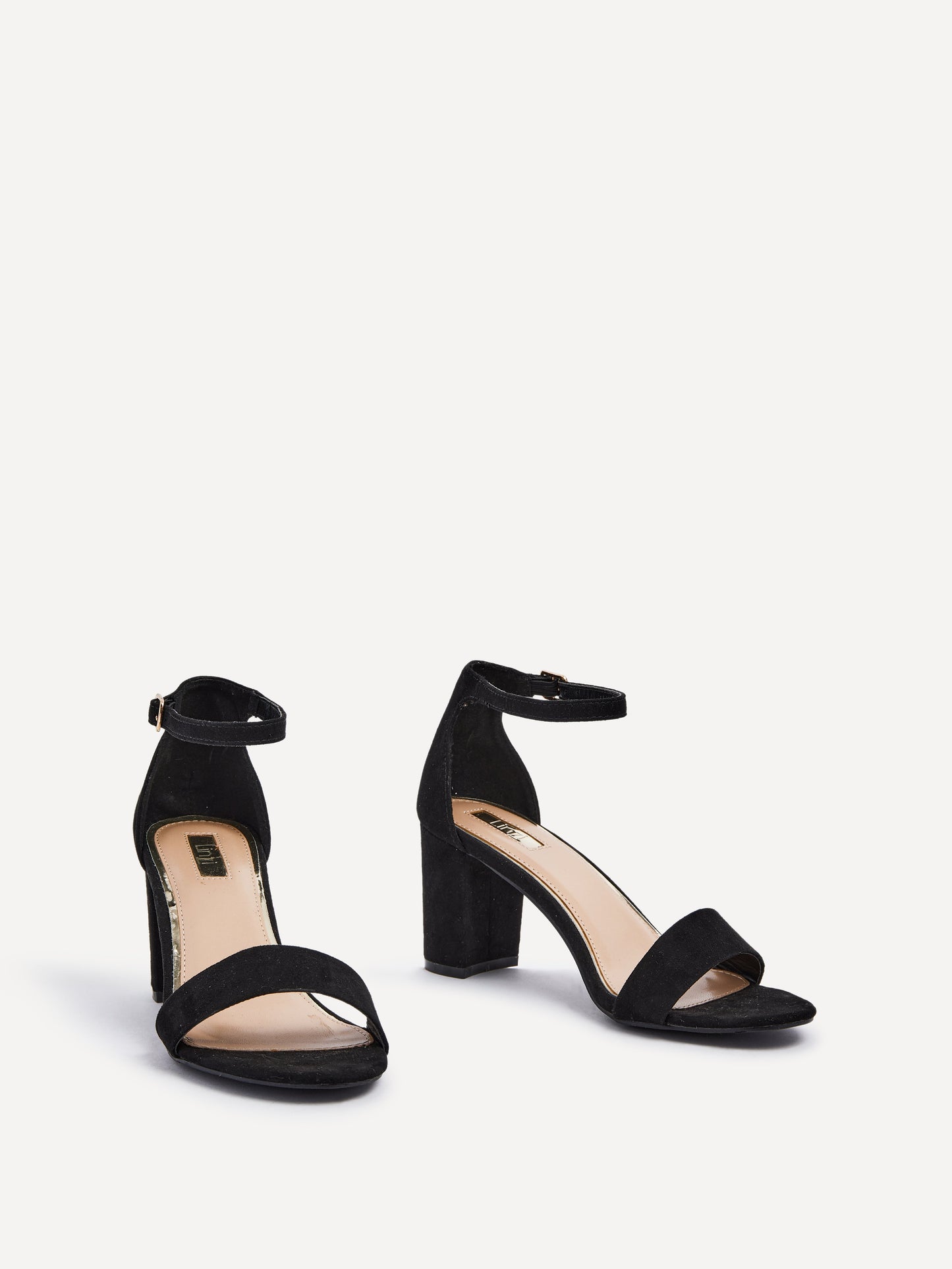 Frankie Black Faux Suede Heeled Sandals