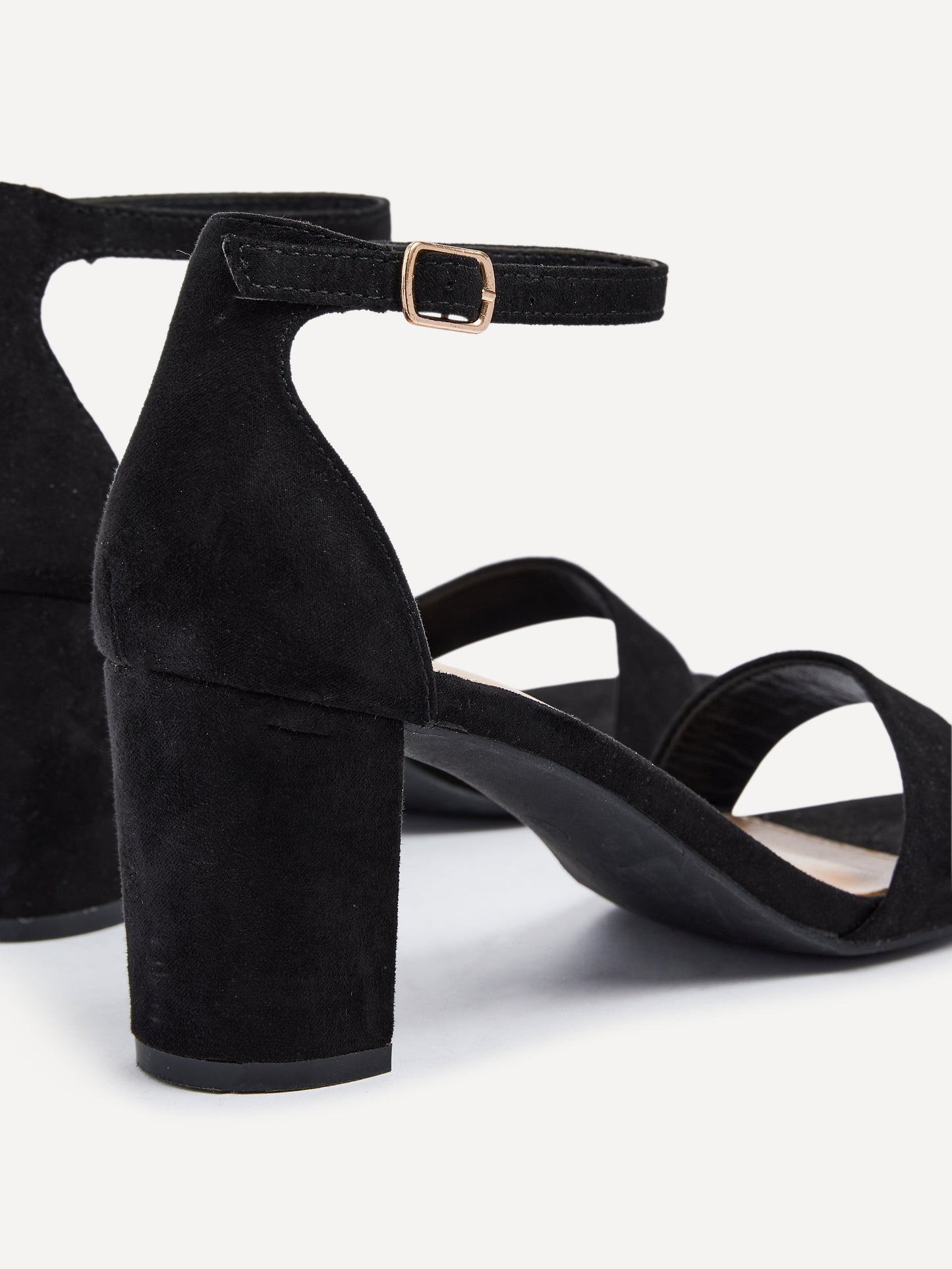 Frankie Black Faux Suede Heeled Sandals