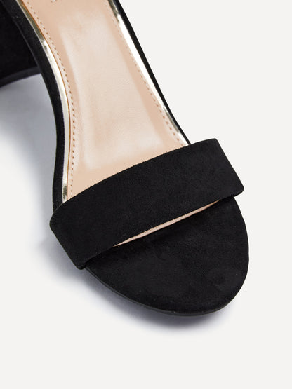 Frankie Black Faux Suede Heeled Sandals