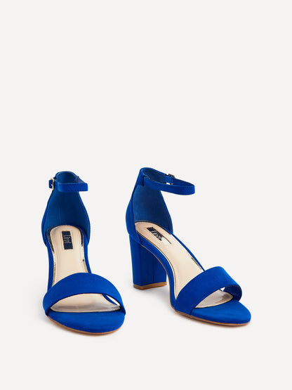 Legacy Wide Fit Blue Faux Suede Block Heels
