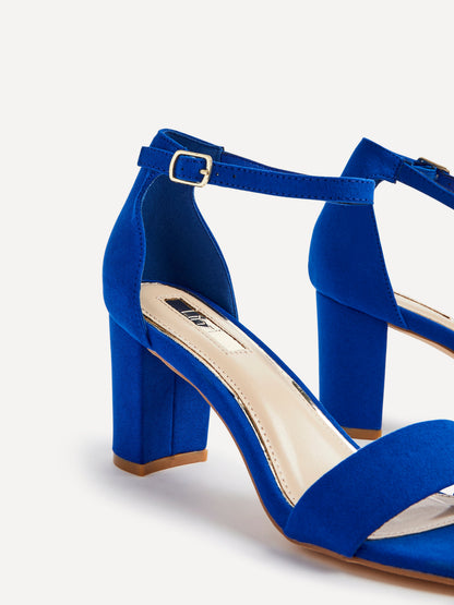 Legacy Wide Fit Blue Faux Suede Block Heels