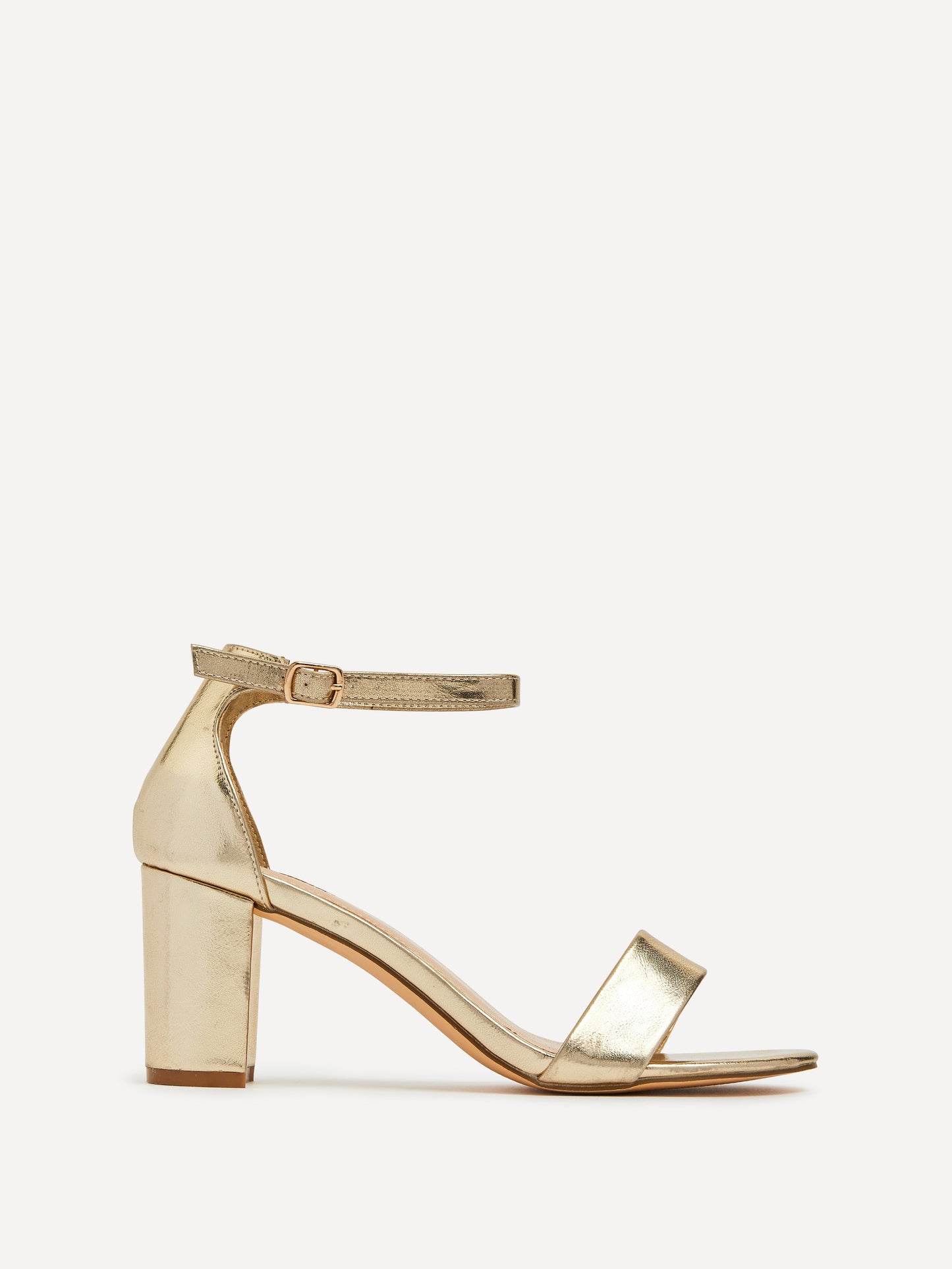Frankie Gold Faux Leather Heeled Sandals