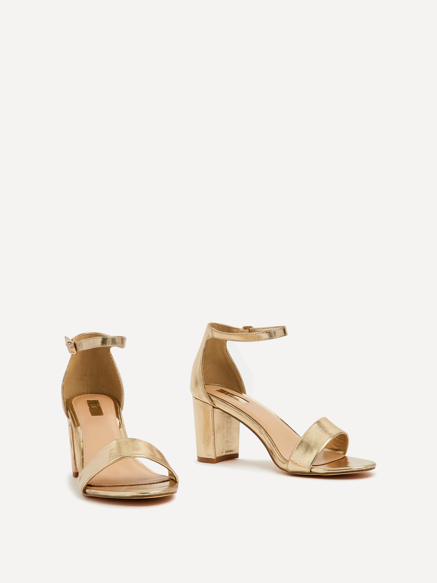 Frankie Gold Faux Leather Heeled Sandals