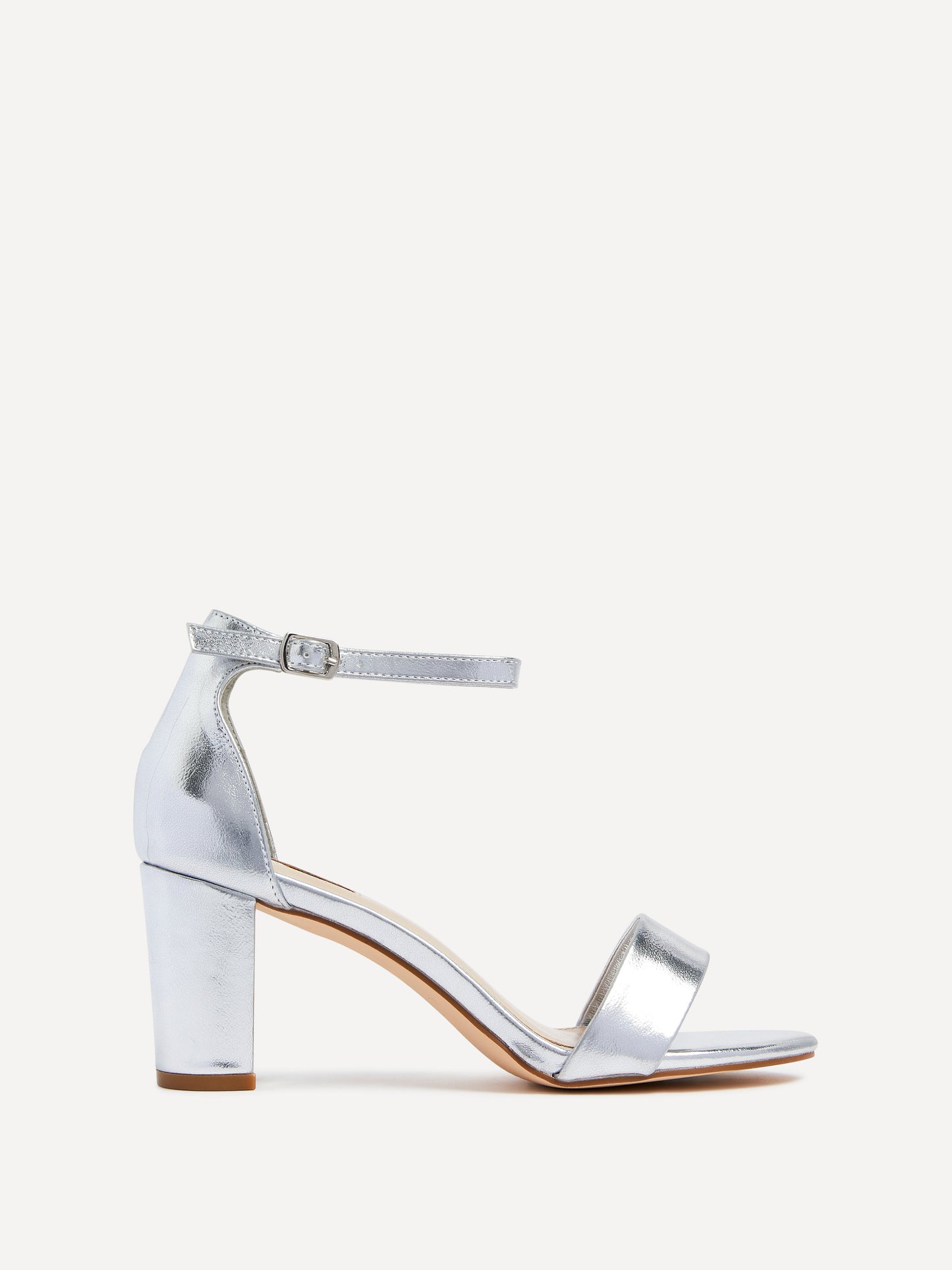 Frankie Silver Faux Leather Heeled Sandals