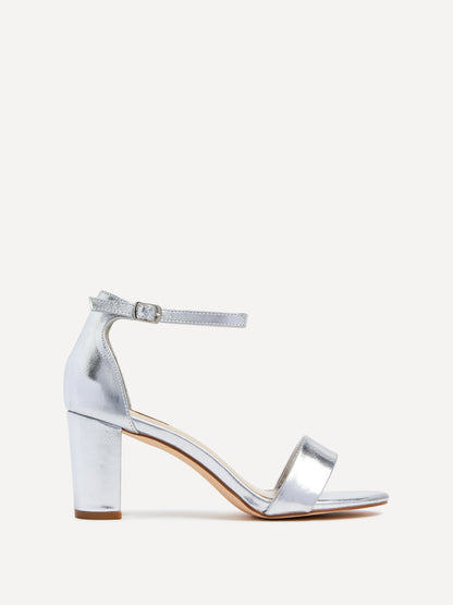 Frankie Silver Faux Leather Heeled Sandals