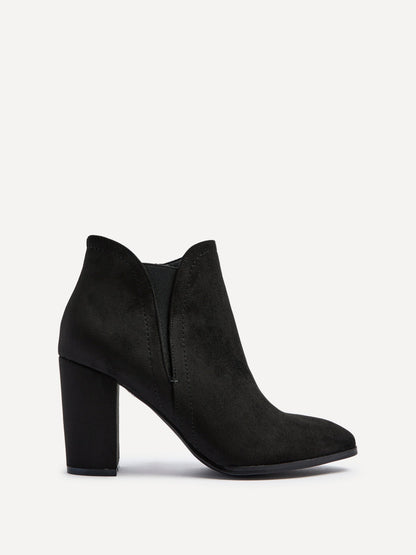Freda Black Blocked Heeled Ankle Boots