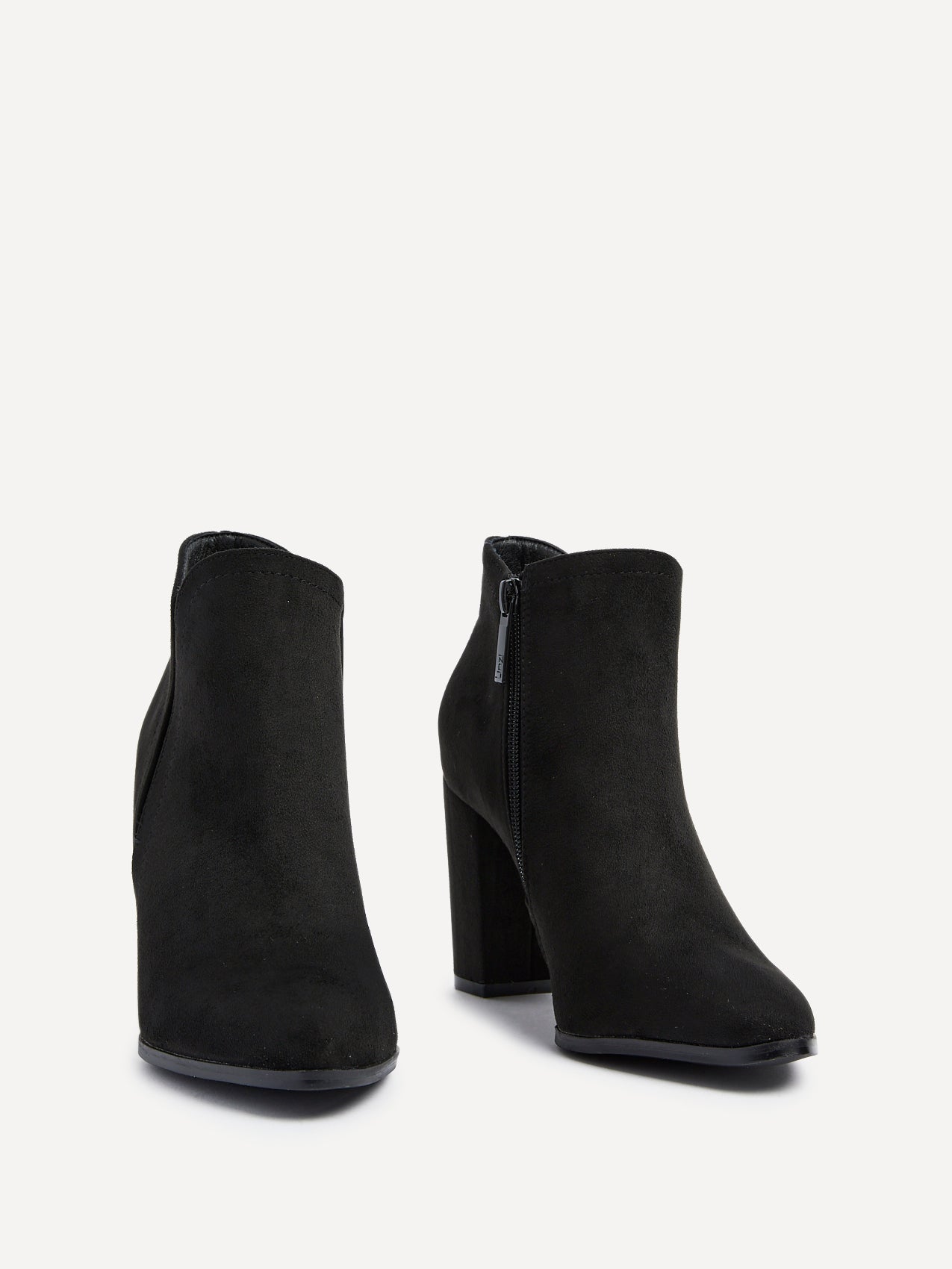 Freda Black Blocked Heeled Ankle Boots