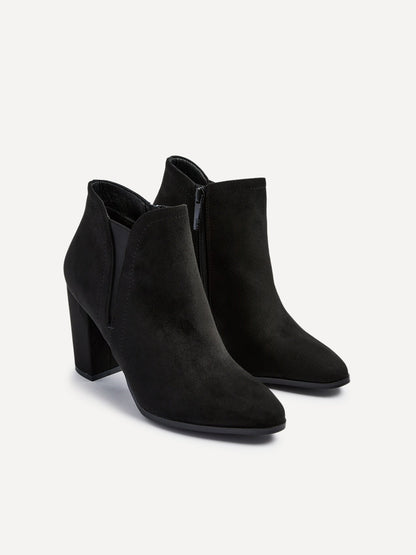Freda Black Blocked Heeled Ankle Boots