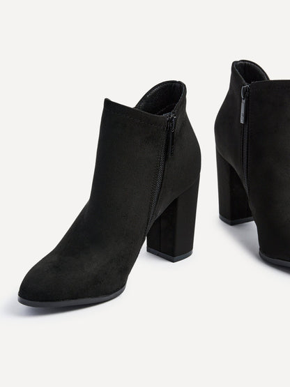 Freda Black Blocked Heeled Ankle Boots