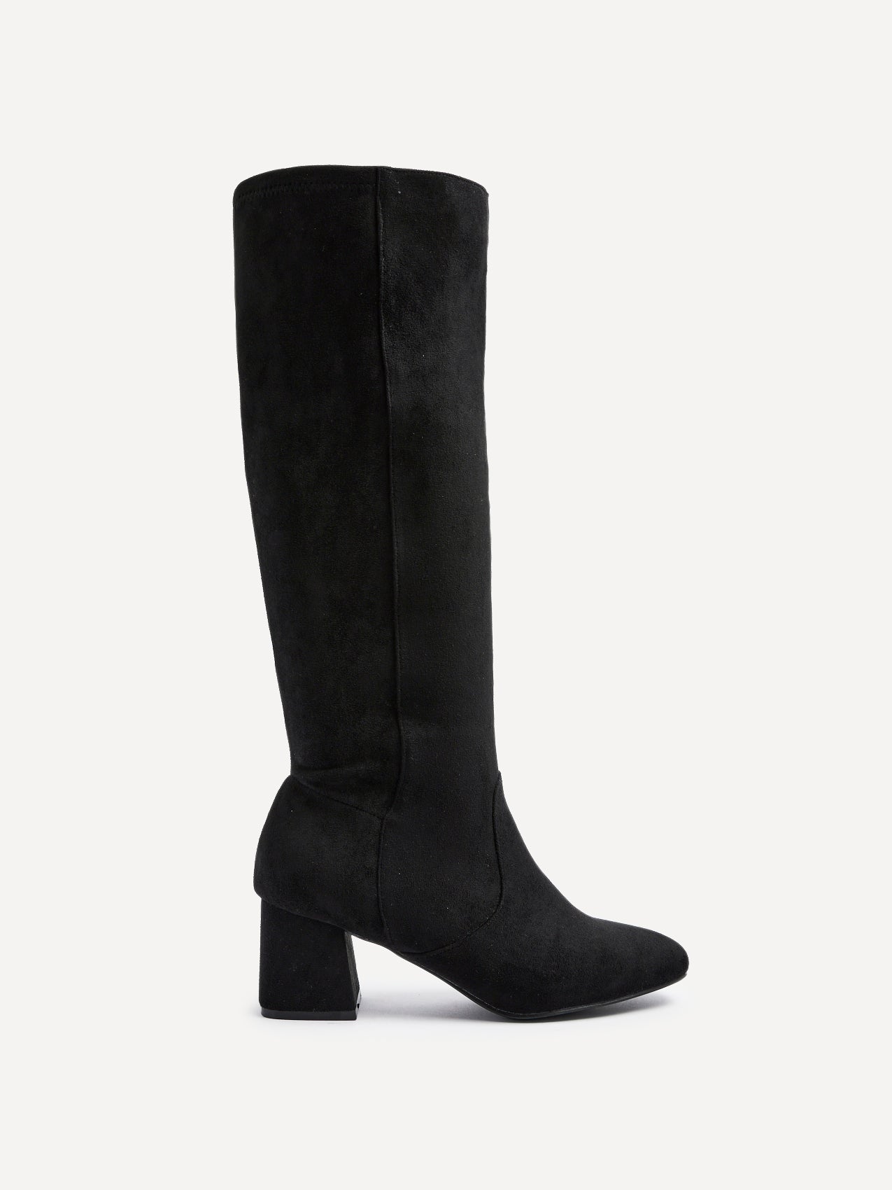 Frosty Black Faux Suede Long Boots