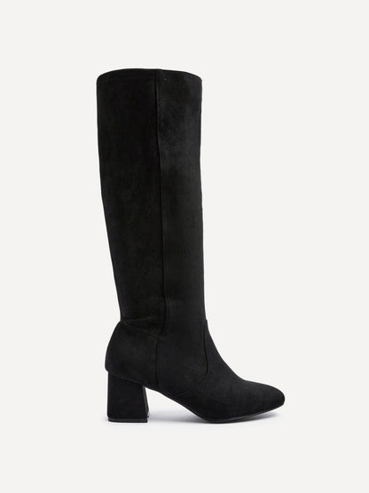 Frosty Black Faux Suede Long Boots