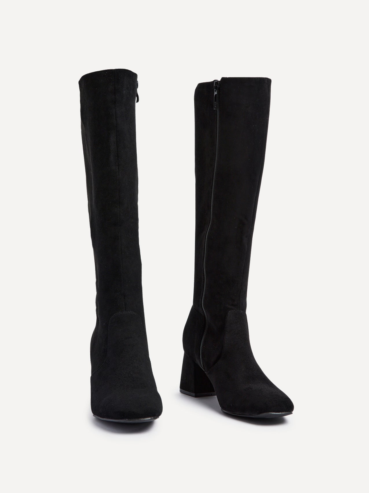 Frosty Black Faux Suede Long Boots