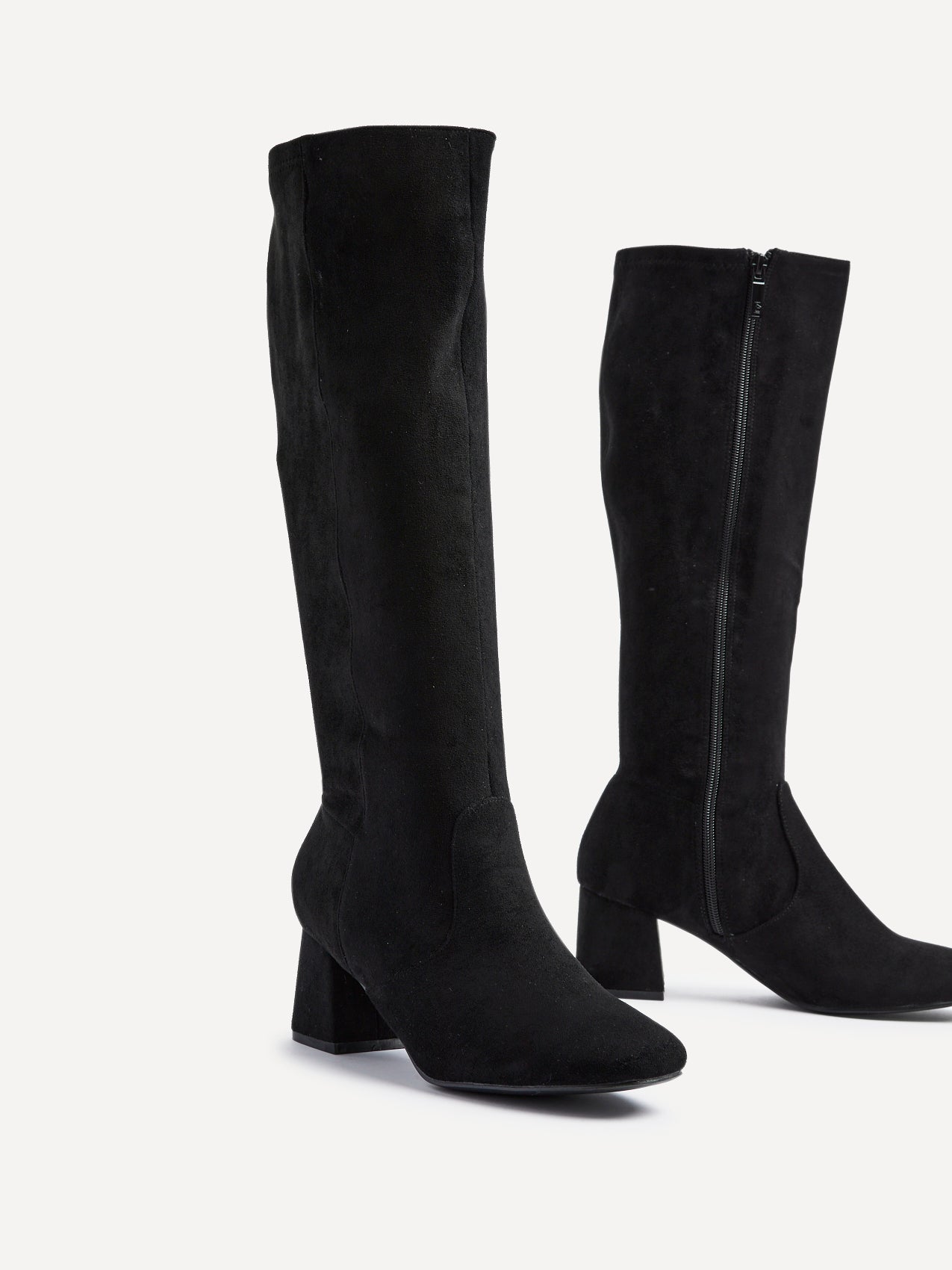 Frosty Black Faux Suede Long Boots