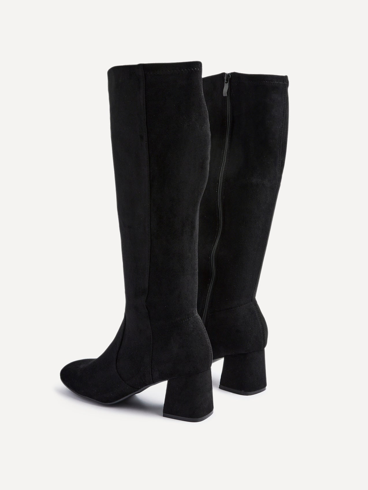 Frosty Black Faux Suede Long Boots