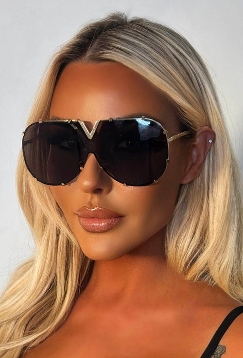 Aviator Baby Black Gold Detail Aviator Sunglasses