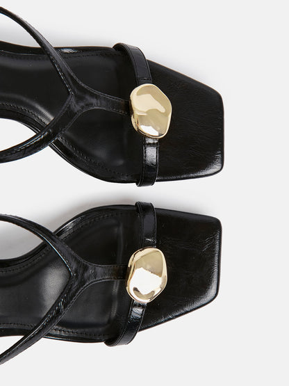 Foolish Black T-Bar Heels