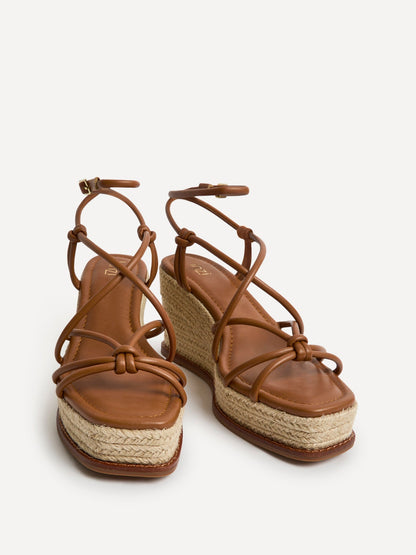 Gazed Tan Wedge Sandals