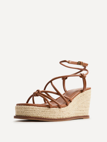 Gazed Tan Wedge Sandals