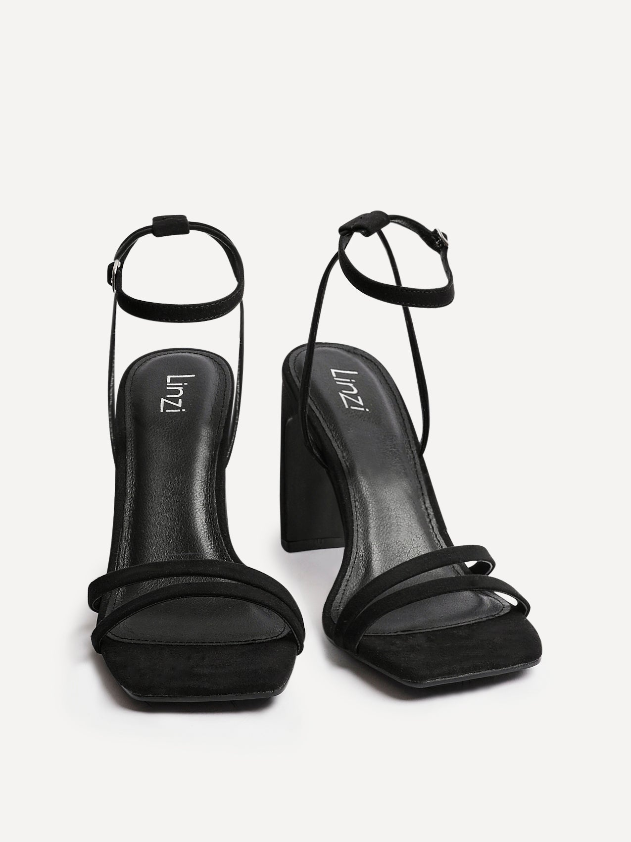 Gesture Black Faux Suede Heeled Sandals