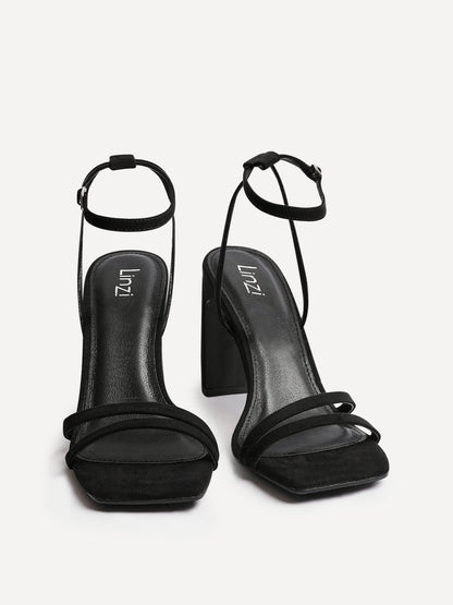 Gesture Black Faux Suede Heeled Sandals