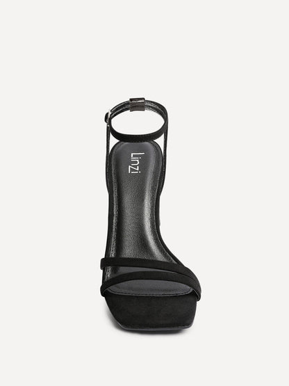 Gesture Black Faux Suede Heeled Sandals