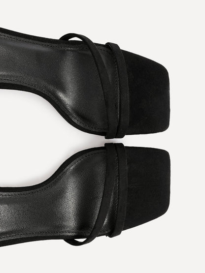 Gesture Black Faux Suede Heeled Sandals