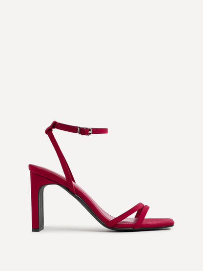 Gesture Red Faux Suede Heeled Sandals