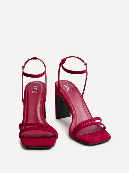 Gesture Red Faux Suede Heeled Sandals