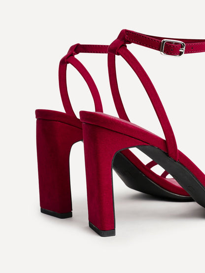 Gesture Red Faux Suede Heeled Sandals