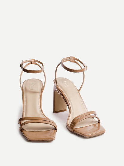 Gesture Tan Faux Leather Heeled Sandals