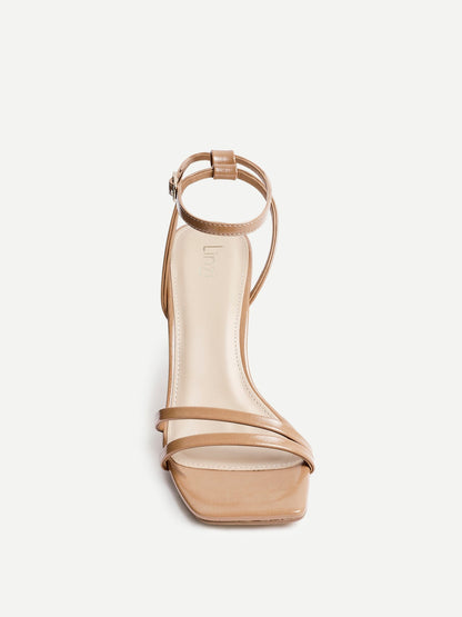 Gesture Tan Faux Leather Heeled Sandals