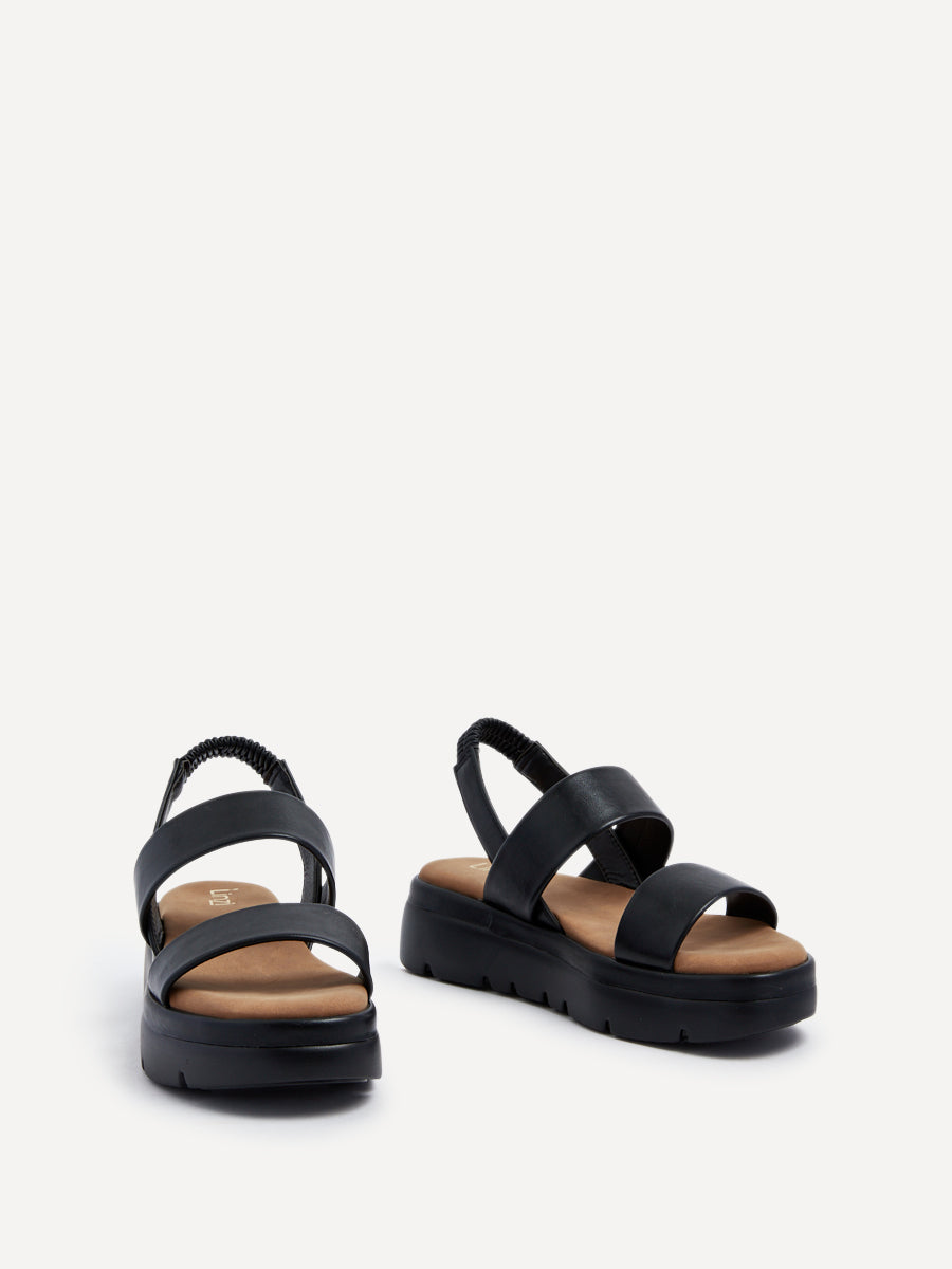 Gia Black Chunky Flatform Sandals