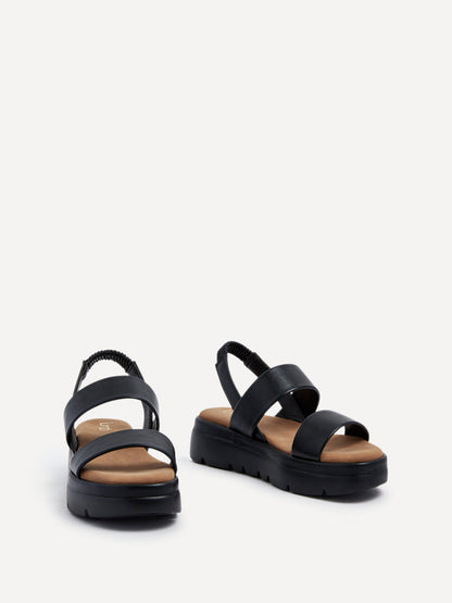 Gia Black Chunky Flatform Sandals