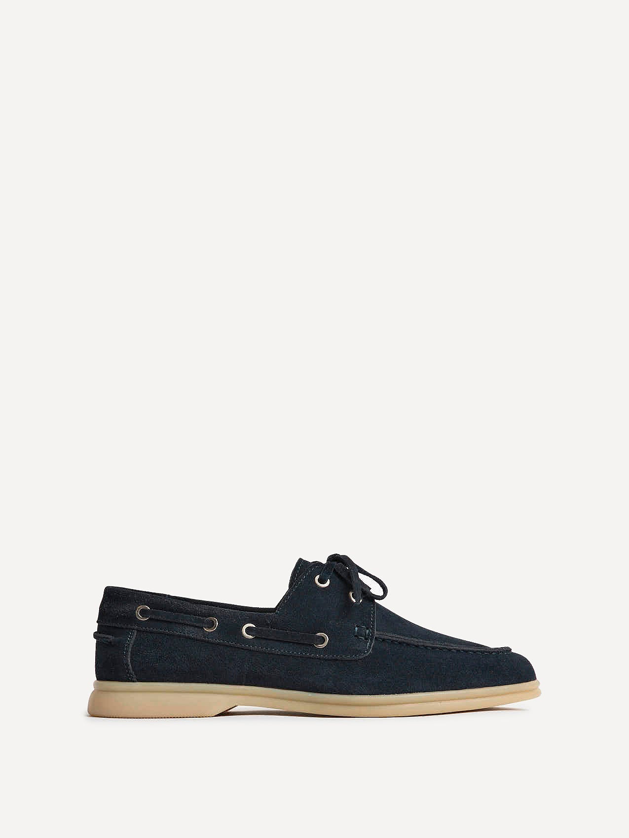 Gianni Mens Navy Suede Leather Boat Shoes