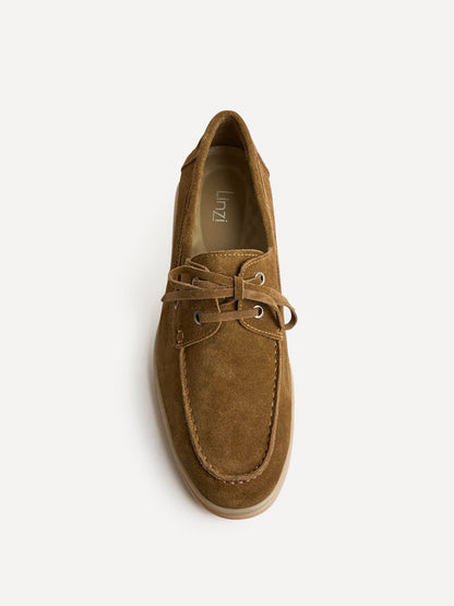 Gianni Mens Tan Suede Leather Boat Shoes