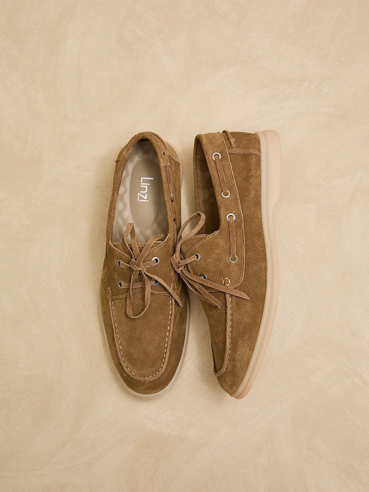 Gianni Mens Tan Suede Leather Boat Shoes